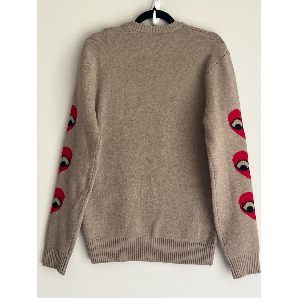RGSTR Men's Skull Graphic Sweater Tan Streetwear Broken Heart Sleeve Small NWT - Picture 4 of 7